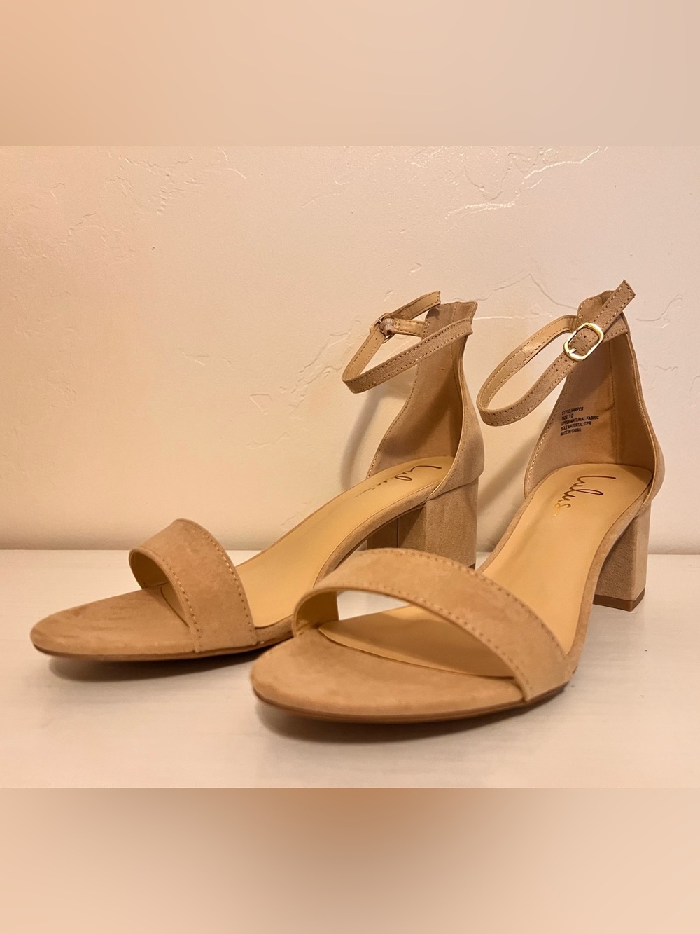 Lulu's Nude Ankle-Strap Block Heel Sandals Women’s Size 10